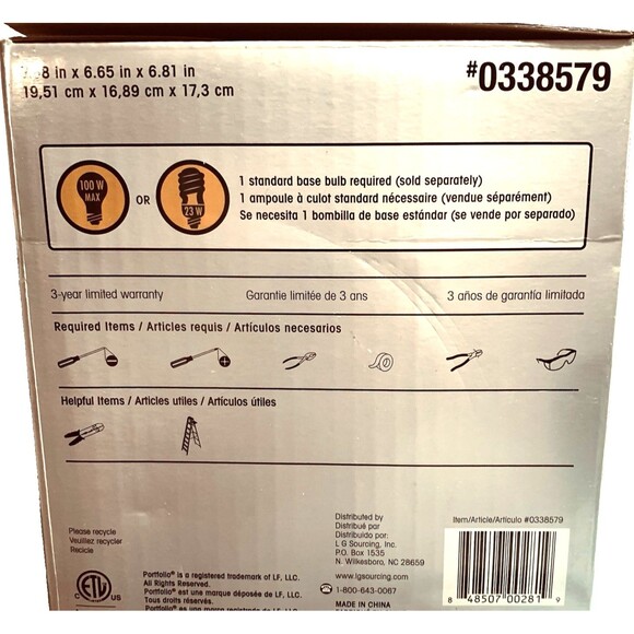 Portfolio Flushmount Ceiling Fixture #0338579 Matte Black Finish New Boxed - Picture 3 of 6